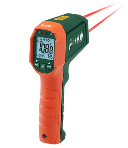 Extech IR320 Dual IR Laser Thermometer with Alarms